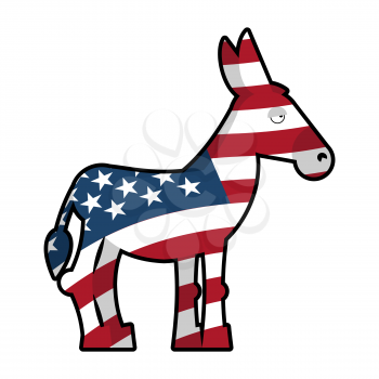 Donkey Democrat. Symbol of political party in America. USA Flag texture. 
