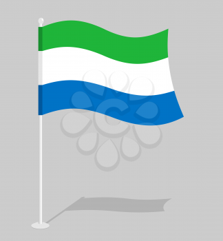 Sierra Leone flag. Official national mark of Sierra Leone Republic. Traditional growing state flag in West Africa
