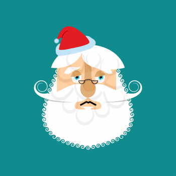 Sad Santa Claus Emoji. sorrowful Santa. grandfather with beard and mustache isolated. Christmas avatars
