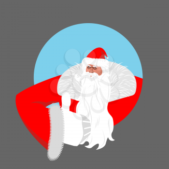 Santa Claus thumbs up. Gesture of hand is all right. Success of Christmas. Good luck in new year. Xmas template

