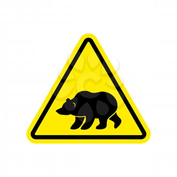 Bear Warning sign yellow. Predator Hazard attention symbol. Danger road sign triangle wild beast