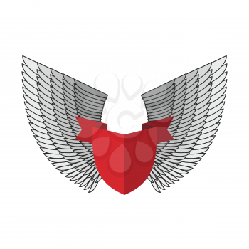 Shield and wings logo. Heraldic emblem. Antique coat template
