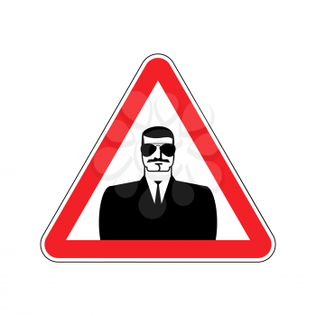 Spy Warning sign red. Secret Agent Hazard attention symbol. Danger road sign triangle snoop

