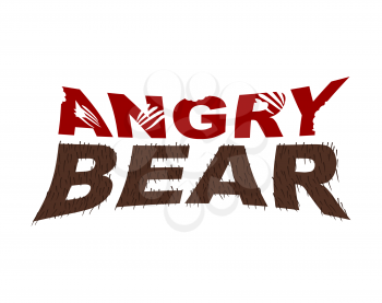 Angry Bear emblem. Bite letters. fur typography
