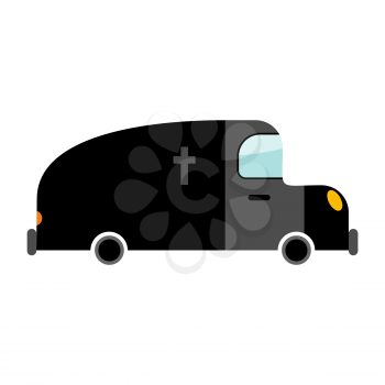 Hearse funeral car isolated. Transport on white background. auto in cartoon style
