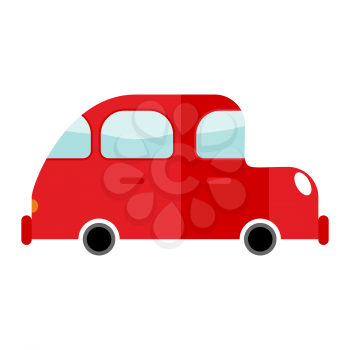 Car red isolated. Transport on white background. Auto in cartoon style
