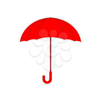Red umbrella isolated. Accessory of rain on white background.
