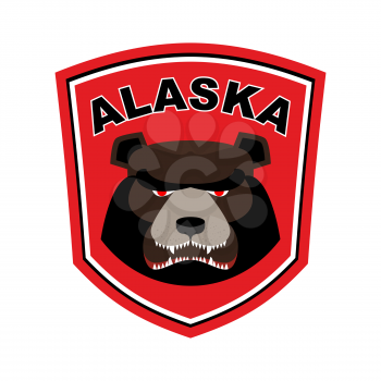 Alaska Grizzly mascot. Bear emblem sign. Wild animal logo for Alaska
