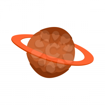 Saturn isolated cartoon style. Planet of solar system on white background
