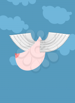 Boobs with wings flying. Flying tit. Sorority logo. Female bosom emblem. Breast sign
