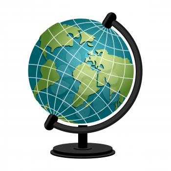 Earth school geography globe. Model of planet sphere. Astronomical objects or celestial body
