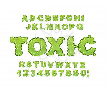 Toxic font. Green liquid ABC. Acid typography. Radiation alphabet. Poison letters
