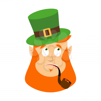 St.Patrick 's Day. Leprechaun surprised. Dwarf with red beard wonderment  Emoji. Irish elf emotions. Holiday in Ireland