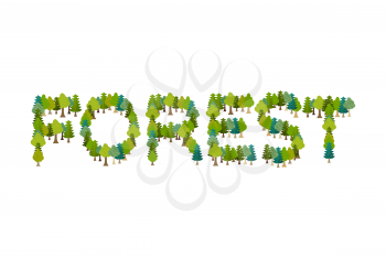 Forest lettering. Letters from trees. Nature typography
