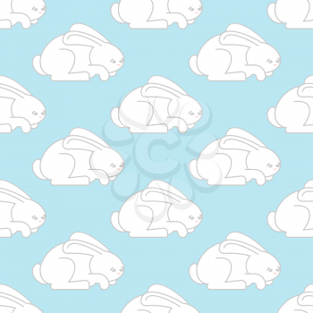 White Rabbit seamless pattern. Hare ornament. bunny background. Animal Texture for childrens cloth
