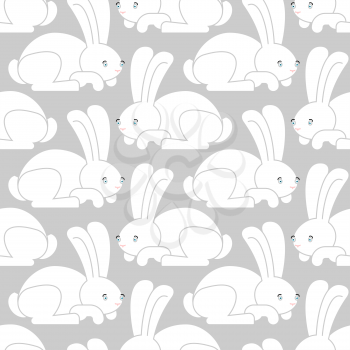 White Rabbit seamless pattern. Hare ornament. bunny background. Animal Texture for childrens cloth

