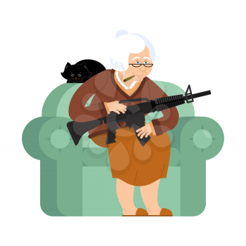 Grandmother with gun. Protection of pensioners

