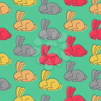 Colored Rabbit seamless pattern. Hare ornament. bunny background. Animal Texture for childrens cloth
