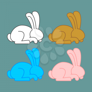 Colored rabbit set icon. Multicolored bunny collection
