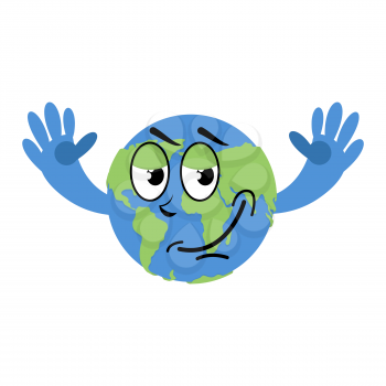Happy Earth isolated. Good Planet on white background. Earth Day illustration

