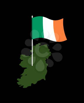 Ireland map and flag. Irish banner and  land territory. State patriotic sign
