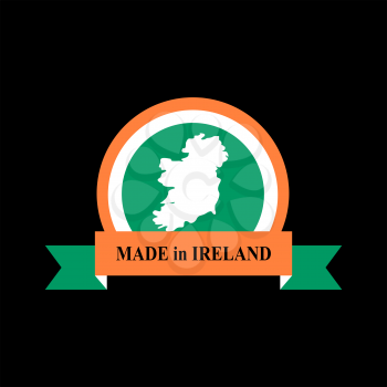 Mde in Ireland emblem. Irish flag sign. National tape. Logo for production. Symbol for manufacture
