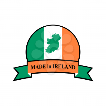 Mde in Ireland emblem. Irish flag sign. National tape. Logo for production. Symbol for manufacture

