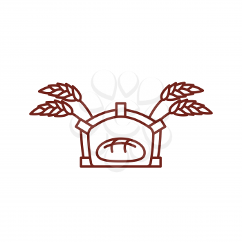 Bread in oven line icon. Sign for production of bread and bakery