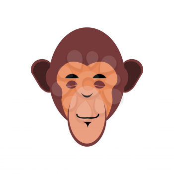 Monkey Sleeping Emoji. marmoset asleep emotion isolated. Chimpanzee face
