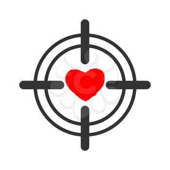 Heart sight. aim and love. Illustration for Valentines Day