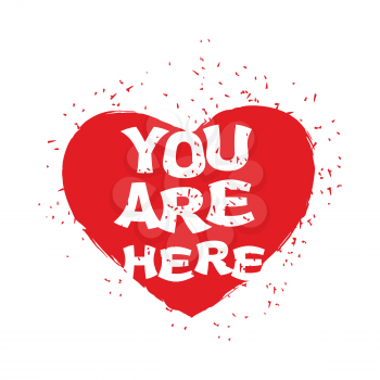 Are you here. Heart emblem for Illustration for Valentines Day