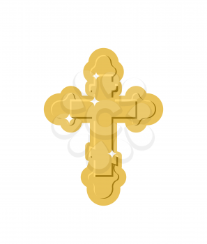 Golden Cross Isolated. Orthodox symbol of gold

