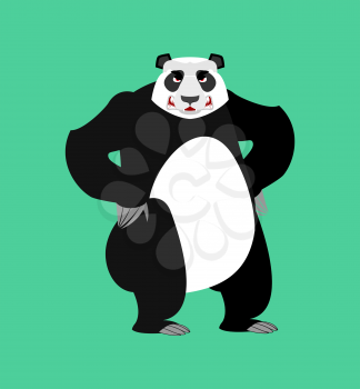 Panda angry Emoji. Chinese bear Aggressive emotion isolated
