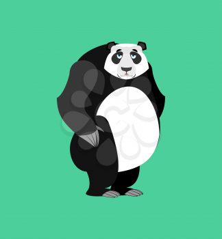 Panda sad Emoji. Chinese bear sadness emotion isolated
