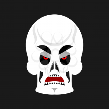 Skull angry Emoji. skeleton head grumpy emotion isolated
