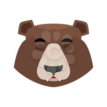 Bear sleeping Emoji. grizzly asleep emotion. face Wild animal isolated
