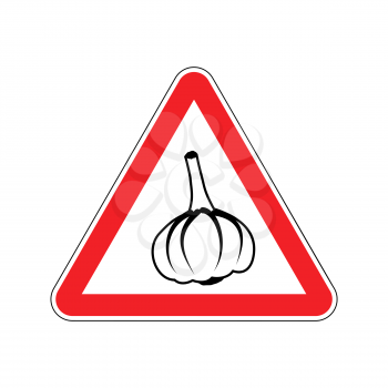 Attention garlic in red triangle. Road sign attention pungent smell
