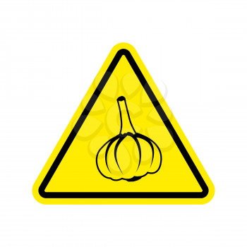 Attention garlic in yellow triangle. Road sign attention pungent smell
