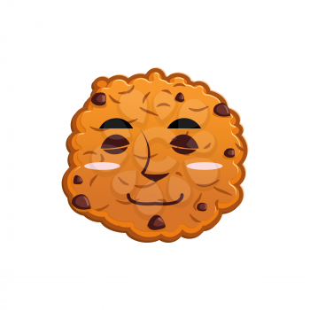Cookies sleeps Emoji. biscuit emotion sleep. Food Isolated
