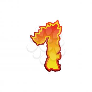 Number 1 fire. Flames Font one. Tattoo alphabet character. fiery sign ABC