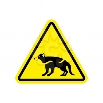 Attention Tasmanian devil. Danger is wild beast. yellow prohibitory road sign
