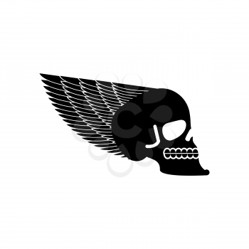 Skull with wings emblem. Head of skeleton and wing
