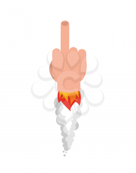 Fuck missile rocket. Off Air bomb. space Middle finger Sign fly
