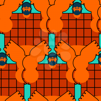redneck seamless pattern. Angry bearded man in shirt background. Aggressive guy ornament

