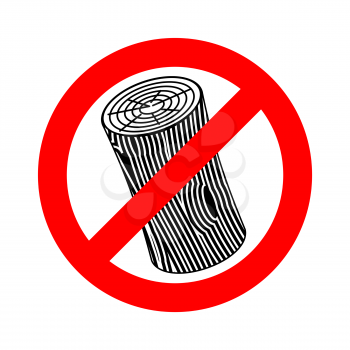 Stop log sign. Wooden billet ban. Road red Forbidden symbol
