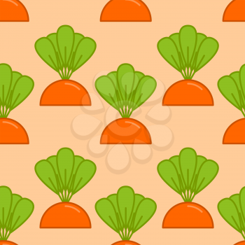 carrot grow seamless pattern. Vegetable on garden bed background
