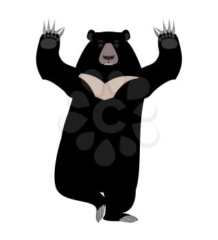 Himalayan bear Yoga. yogi wild animal emoji. Black big beast
