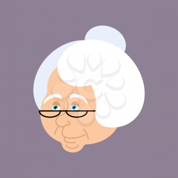 Grandmother portrait. Old woman face. crone isolated. gammer with glasses
