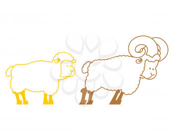 Sheep and ram. Farm animals linear symbol
