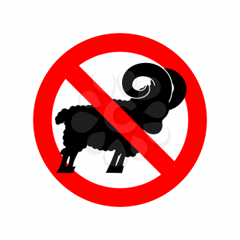 Stop ram. Attention farm animal. Red prohibitory road sign. Ban Sheep  

